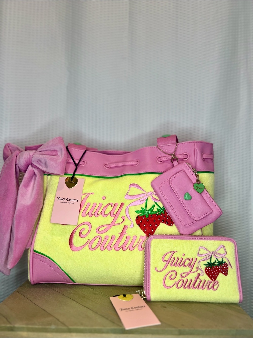 Juicy Couture Retro Strawberry Daydreamer Tote with Matching Wallet